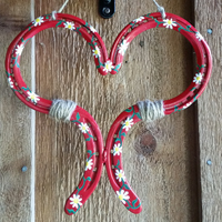 Red with White Daisies Heart
